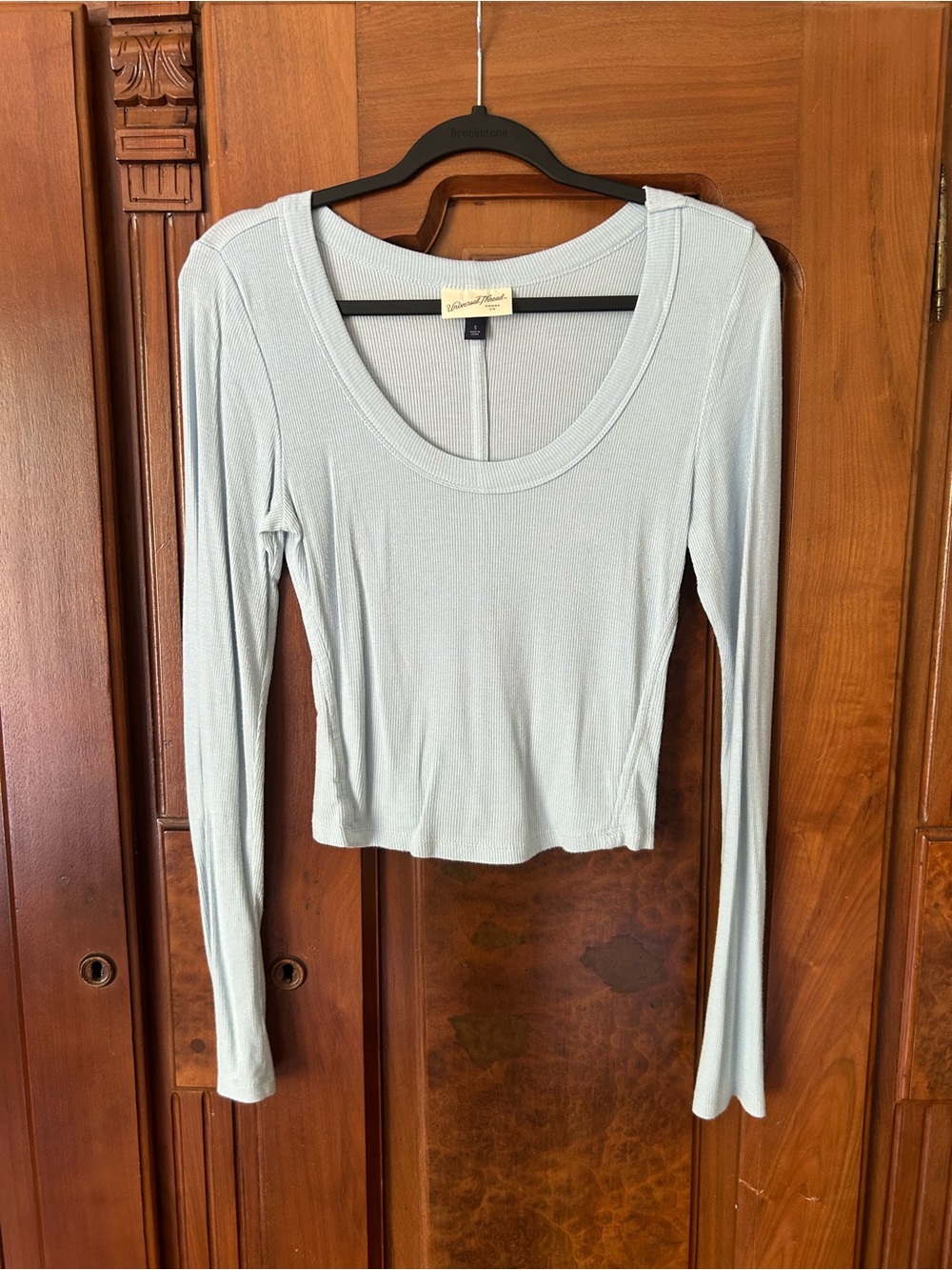 Target Light Blue Ribbed Scoop Neck Long Sleeve Tee